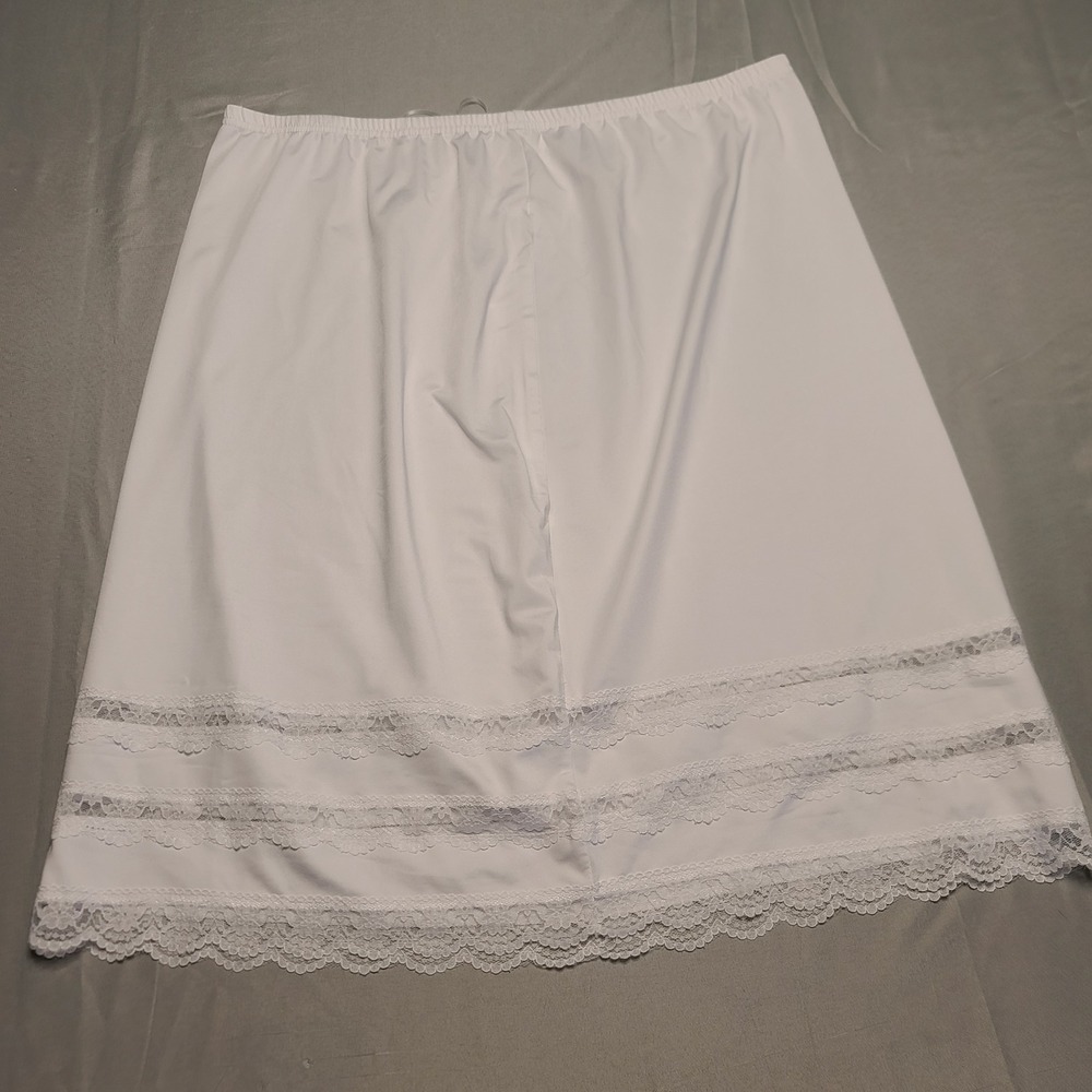 Mancyfit Half Slip Women XXL White Lace Trim Elastic Waist Mid Length Underwear